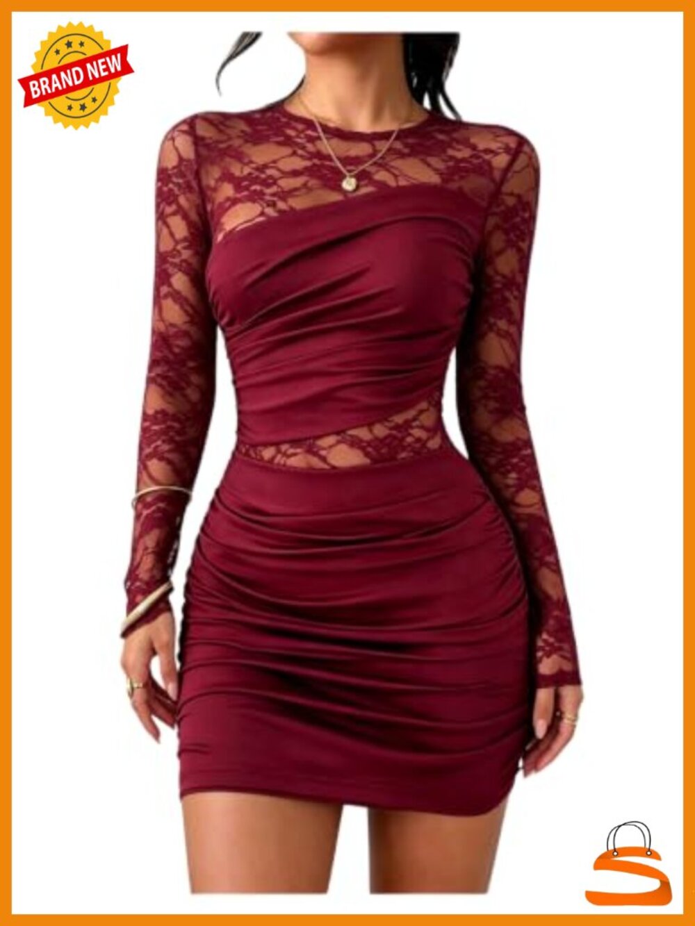Lace Mini Dress Long Sleeve Cocktail Formal Bodycon Party Outfit